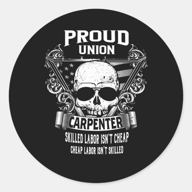 Gewerkschaft Carpenter Runder Aufkleber (Vorderseite)