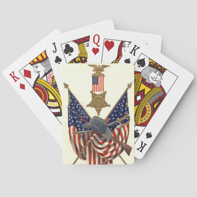 GEWERKSCHAFT der US-Fahne Ziviler Kriegsmedaillen- Spielkarten (Rückseite)