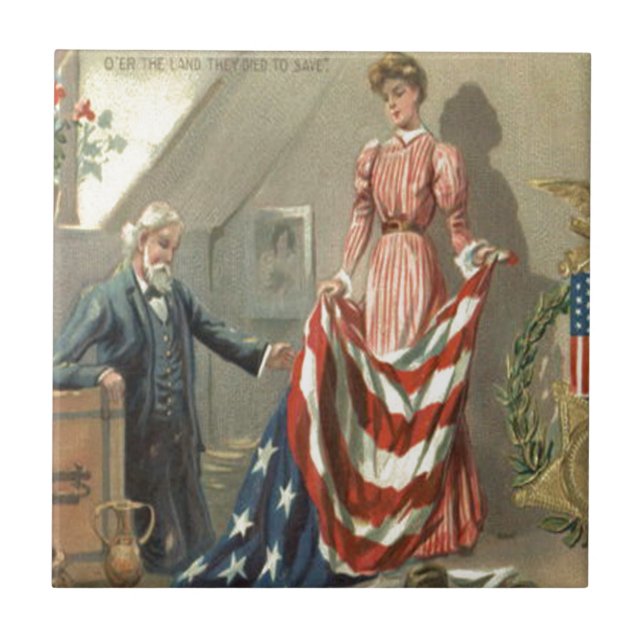 GEWERKSCHAFT der US-Flagge Ziviler Krieg Fliese (Vorderseite)