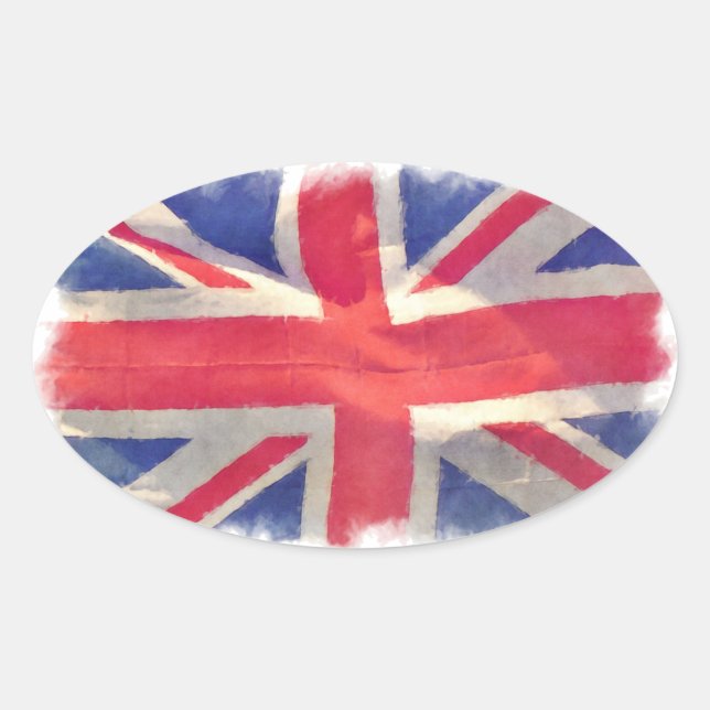 Gewerkschaft Flag oder Union Jack British Patriot Ovaler Aufkleber (Vorderseite)