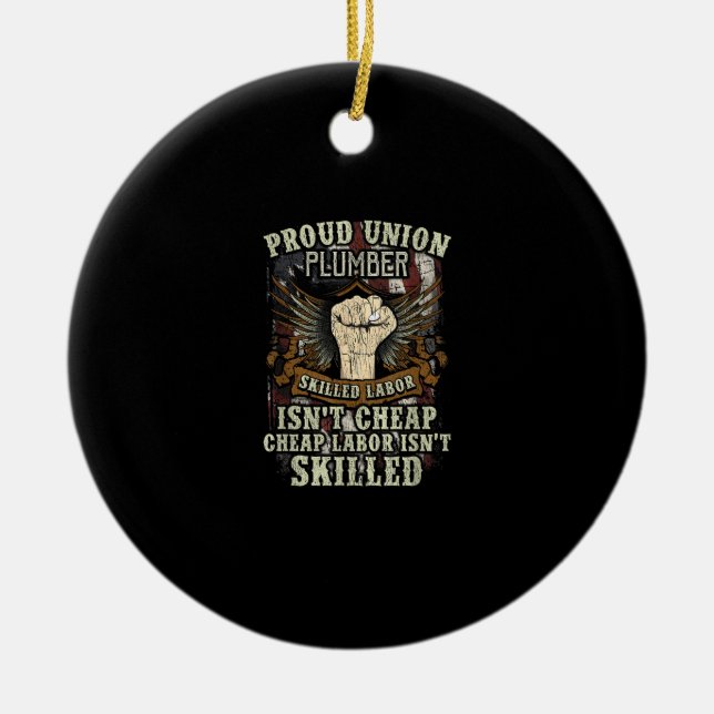 Gewerkschaft Plumber Shirt Proud qualifizierte Arb Keramik Ornament (Vorne)