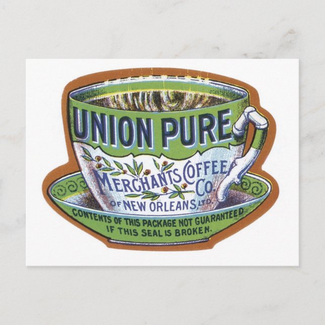 Gewerkschaft Pure Merchant's Coffee Label Postkarte (Vorderseite)