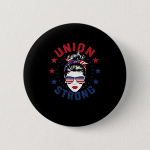 Gewerkschaft Strong Labour Day Messy Bun USA Flag Button