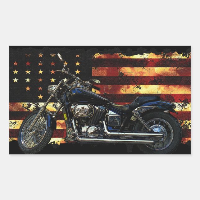 Gewerkschaft, US Flagge, Motorrad Rechteckiger Aufkleber (Vorderseite)