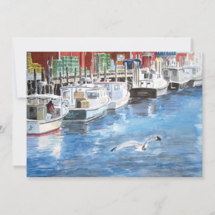 Gewerkschaft Wharf Portland, Maine Watercolor Einladung