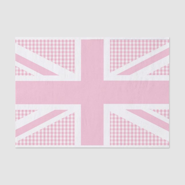 Gewerkschafts-Jack auf rosa Land-Gingham-Muster Seidenpapier (Vorderseite)