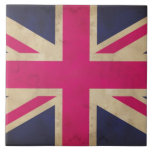 Gewerkschafts-Jack-Flagge Fliese/Trivet Fliese<br><div class="desc">Eine grafische Illustration einer alten Gewerkschafts-Jack-Flagge im hellen Rosa, Blau und sahnen eine Alternative zum traditionellen Rot, zum Weiß und zum Blau</div>