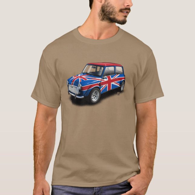 Gewerkschafts-Jack-klassisches Miniauto auf TAN-T T-Shirt (Vorderseite)