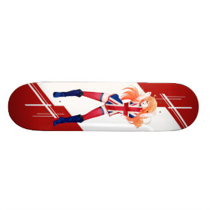 Gewerkschafts-Jack Manga Mädchen kleidete in der Skateboard