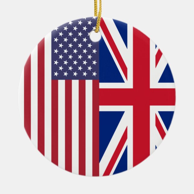 Gewerkschafts-Jack und USA-Flaggen Keramikornament (Vorne)