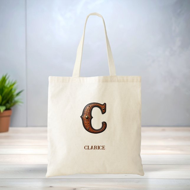 Gewerkter Western-Leder-Initial-Monogramm C Tragetasche (Von Creator hochgeladen)