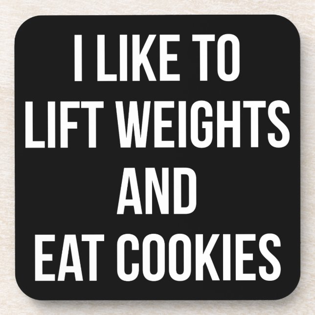 Gewicht heben und Cookies essen - Lustiges Trainin Untersetzer (Vorderseite)