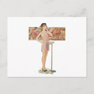 Gewicht in Vintager Darstellung Postkarte