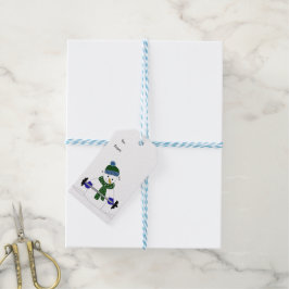 Gewicht Lifting Snowman Geschenkanhänger