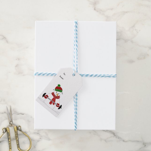 Gewicht Lifting Snowman Geschenkanhänger (Mit Garn)