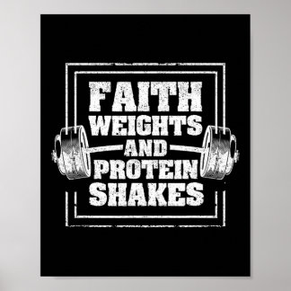 Gewichte des Glaubens und Eiweiß-Shakes Funny Gym Poster