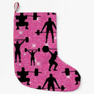 Gewichtheben Fitness Workout Sport Rosa Glitter Kleiner Weihnachtsstrumpf