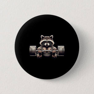 Gewichtheben gegerissener Raccoon Gym Workout Musc Button