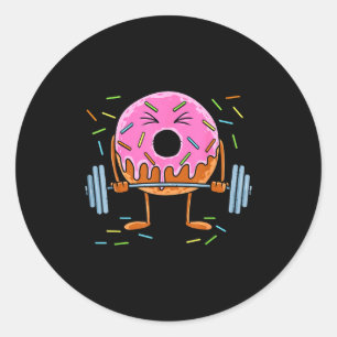 Gewichtheben - Lustiges Fitness-Workout-Gym Donut  Runder Aufkleber
