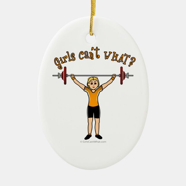 Gewichtslifter (Blondine) Keramikornament (Vorne)