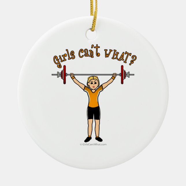 Gewichtslifter (Blondine) Keramikornament (Vorne)