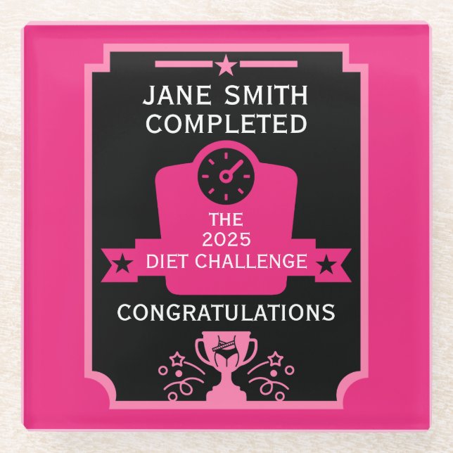 Gewichtsverlust - Begrüßung Glasuntersetzer (Vorderseite)