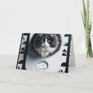Gewichtsverlust Humor Katze auf einer Waage Karte