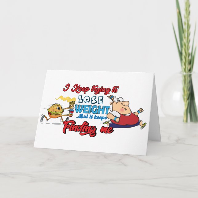 Gewichtsverlust Witziges Design des Cartoon Karte (Vorderseite)