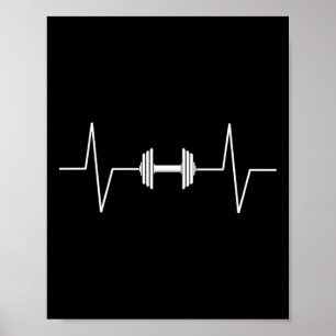 Gewichtszunahme Dumbell Heartbeat Ekg Puls T-Shirt Poster