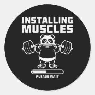 Gewichtszunahme Installation Muskel Workout Pun Gy Runder Aufkleber