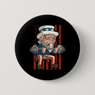 Gewichtszunahme Onkel Sam Patriotic 4. Juli Gym Button