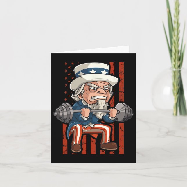 Gewichtszunahme Onkel Sam Patriotic 4. Juli Gym Karte (Vorderseite)
