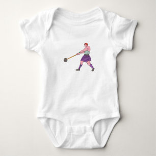 Gewichtthrow-Hochland-Spiel-Athleten-Zeichnen Baby Strampler