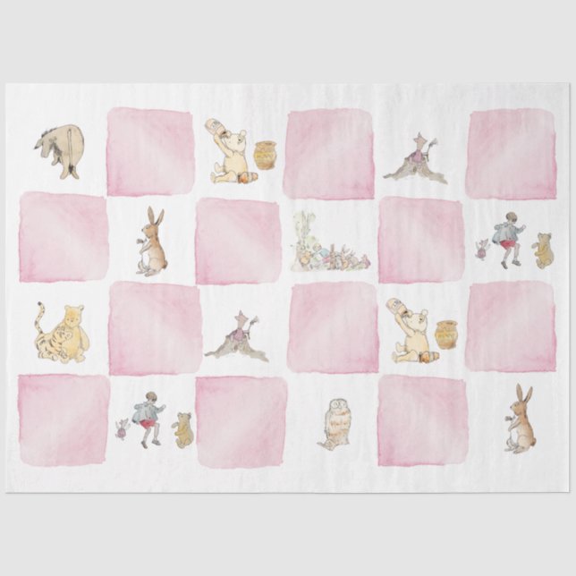 Gewinnen Sie das Pooh Pink Karo Tissue Paper Seidenpapier (Vorderseite)