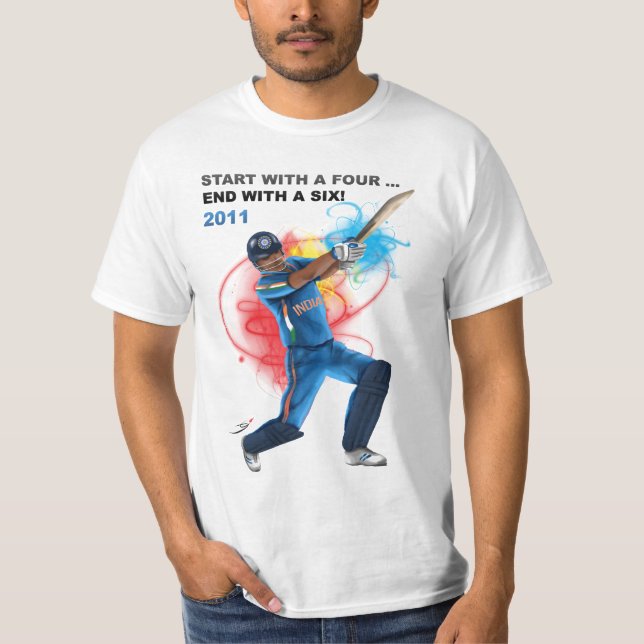 Gewinnen Sie den Cup mit sechs - Kricket T-Shirt (Vorderseite)