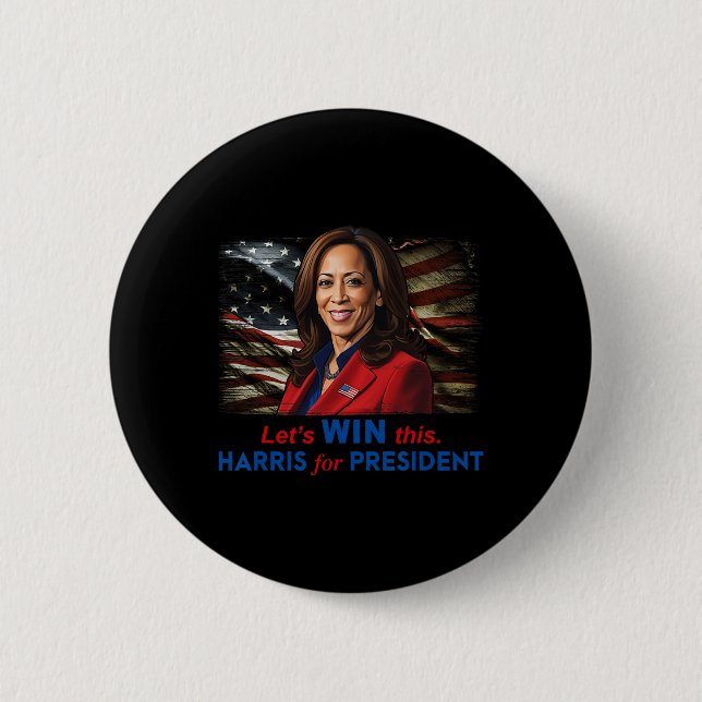 Gewinnen Sie dieses Harris für Präsident Kamala Ha Button (Vorderseite)