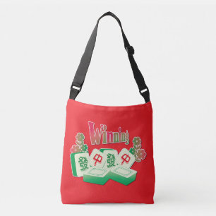 Gewinnende Mahjong Fa Zhong Kacheln Blumen Tragetaschen Mit Langen Trägern