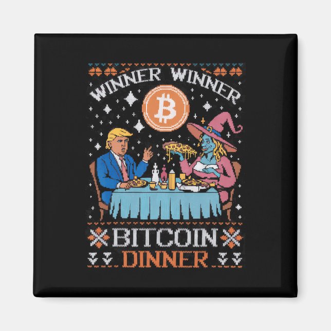 Gewinner Bitcoin Dinner Ugly Trump Xmas Sweat Magnet (Vorne)