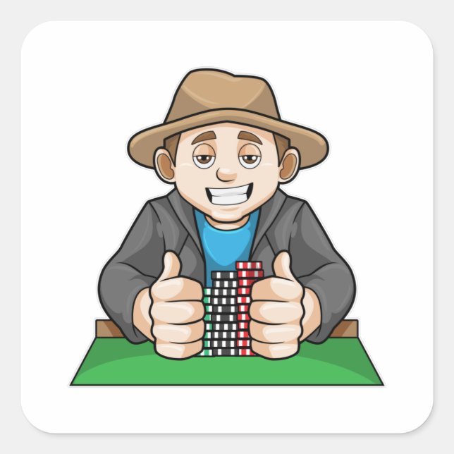 Gewinner des Pokers Quadratischer Aufkleber (Vorderseite)