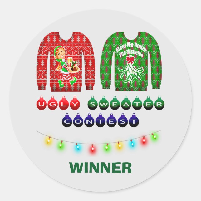 Gewinner des Uggge Christmas Sweater Wettbewerbs C Runder Aufkleber (Vorderseite)