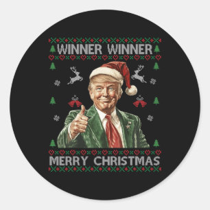 Gewinner Frohe Weihnachten Trump Santa Ugly Swe Runder Aufkleber