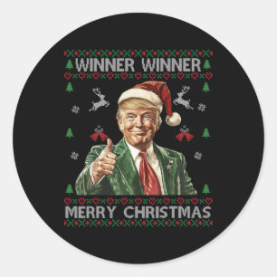 Gewinner Frohe Weihnachten Trump Santa Ugly Swe Runder Aufkleber
