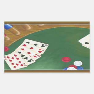 Gewinner-Poker Hand sechs bis zehn Rechteckiger Aufkleber