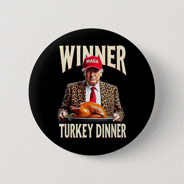 Gewinner Türkei Abendessen Funny Trump Button (Vorderseite)