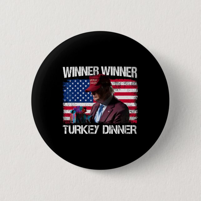 Gewinner Türkei Abendessen Spaß Funny Trump als Ge Button (Vorderseite)