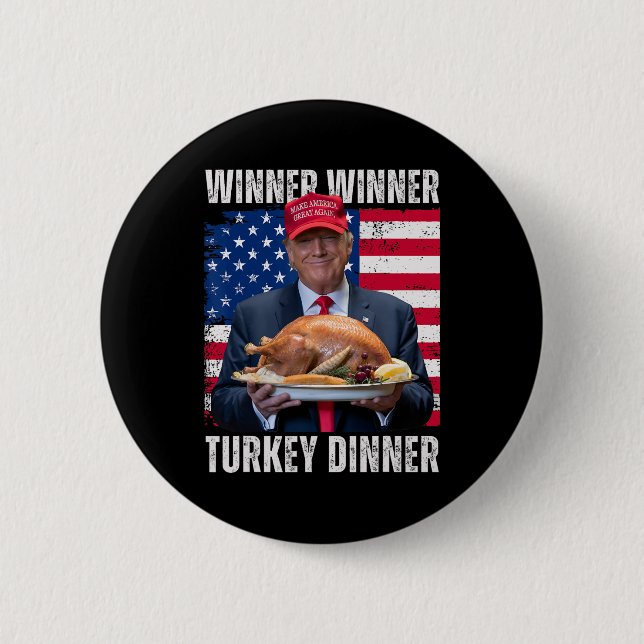 Gewinner Türkei Abendessen Spaß Funny Trump als Ge Button (Vorderseite)