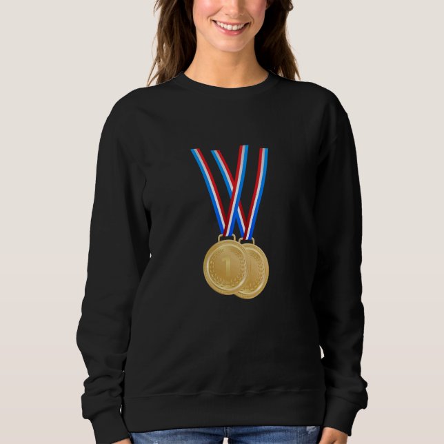Gewinner und Champions - Funny Gold Medaillen Sweatshirt (Vorderseite)