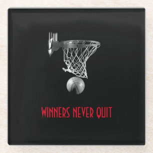 Gewinner verlassen nie Basketball Glasuntersetzer