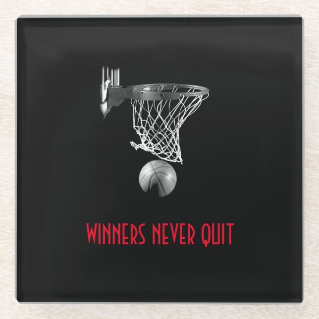 Gewinner verlassen nie Basketball Glasuntersetzer (Vorderseite)