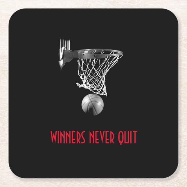 Gewinner verlassen nie Basketball Rechteckiger Pappuntersetzer (Vorderseite)